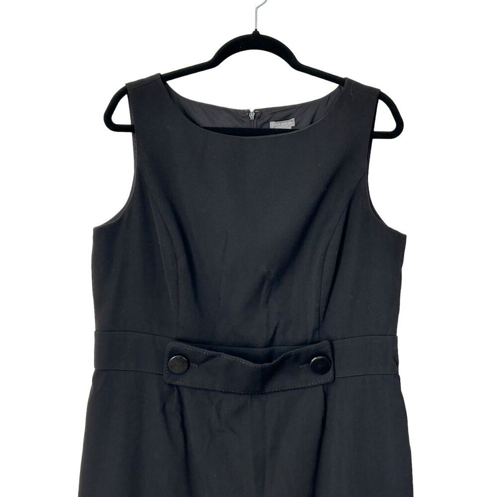 Ann Taylor Dress Womens Size 14 Black Sleeveless Zippered Back Slit Sheath - Picture 2 of 13